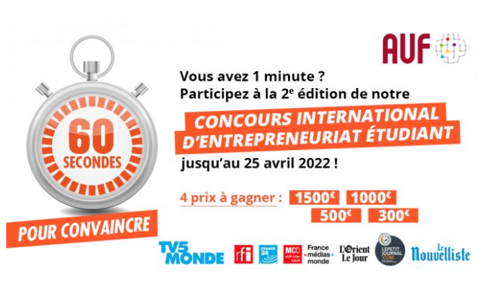Lancement de la 2ème édition du concours international pour jeunes entrepreneur.e.s francophones : « 60 secondes pour convaincre »